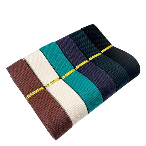 1 Inch Heavy Cotton Webbing 12 Yards 6 Colors Mixed Webbing Straps for Bags Handles,Tote Bag Webbing，Cloth Belt,Making Outdoor Supplies - color: 12Y-Mixed Color 2