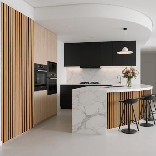 Art3d Roll-Flat Acoustic Wood Slat Wall Panel, 95.3 x 23.8 in, 2-Pack, Teak - color: Teak, size: 2-Pack - 95.3 x 23.8 Inch