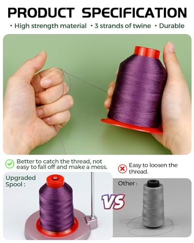 1000 Meters FIVEIZERO Extra Strong Upholstery Thread,Purple Bonded Nylon Thread for Denim Leather,Craft,Machine,DIY and Home (1 Pack) CJ - color: Purple