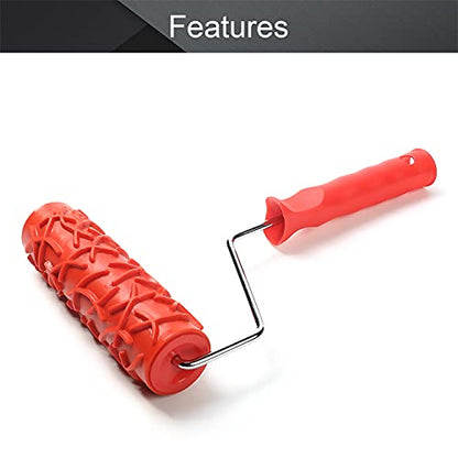 Utoolmart 7" Home Wall Rubber Paint Roller 175mm Wooden Grain Painting Roller with Plastic Handle 1Pcs - size: EG038T