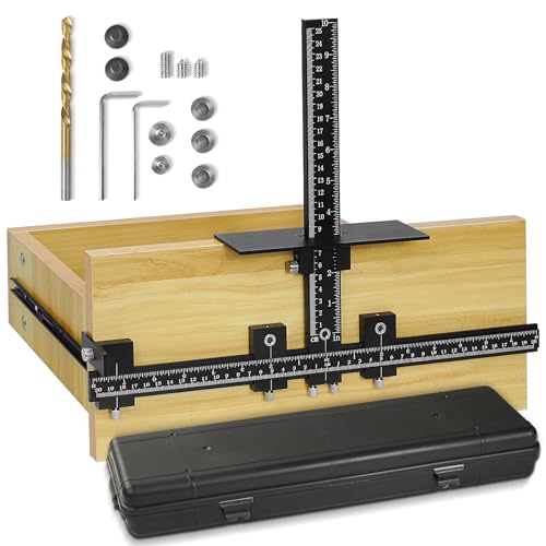 vicrays Cabinet Hardware Handle Jig - Aluminum Alloy Cabinet Template Tool Woodworking Drilling Hole Doweling Guide Punch Locator for Installation Handles Knob on Drawer Door Pulls(Black) - color: Black