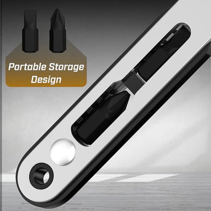 Bates- Mini Ratchet Wrench, 1/4" Magnetic 90 Degree Screwdriver, Black, Low Profile Right Angle Screwdriver for Tight Spaces (Pack of 2) - color: Black, size: 1 pcs (Pack of 2)
