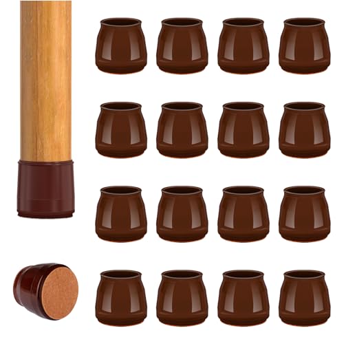 BAIPOK 16Pcs Round Chair Leg Floor Protectors for Hardwood Floors - color: Brown-16pcs, size: Universal S (0.90'' -1.20'')