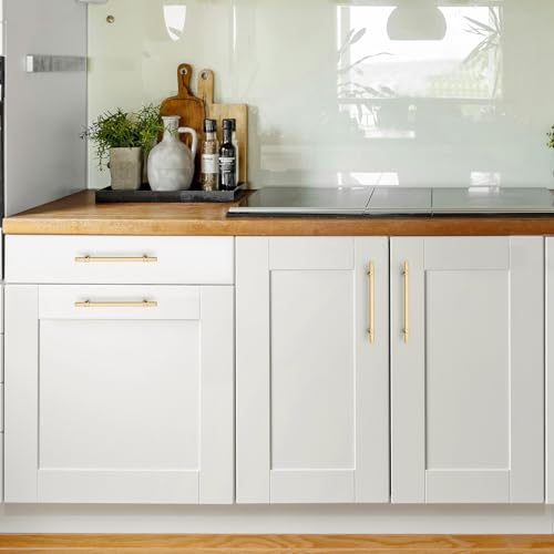 HOME EDIT 25 Pack 6-1/4 inch Cabinet Handles, Kitchen Cabinet Handles Gold Drawer Pulls Zinc Alloy Square Bar Kitchen Pulls - color: Gold, size: 6-1/4 Inch Hole Center