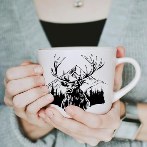 GLOBLELAND 18 Sheets Forest Mountains Silhouette Transfer Stickers 3.9x3.6inch Forest Camping Transfer Decal Rub on Transfer for Cup Decal Vase Glass Art Crafts Decorations - style: Forest Mountain