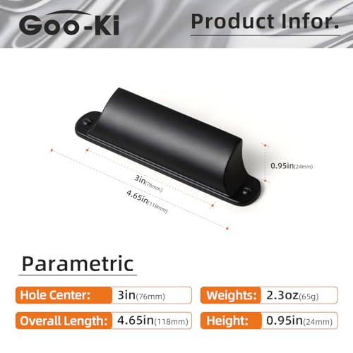 Goo-Ki 6 Pack Cabinet Cup Pulls Matte Black Bin Cup Drawer Pull, 3" c-c Modern Black Cabinet Pulls Solid Dresser Handles Zinc Alloy Kitchen Cabinet Hardware - color: Matte Black, size: 3 Inches Center-Center