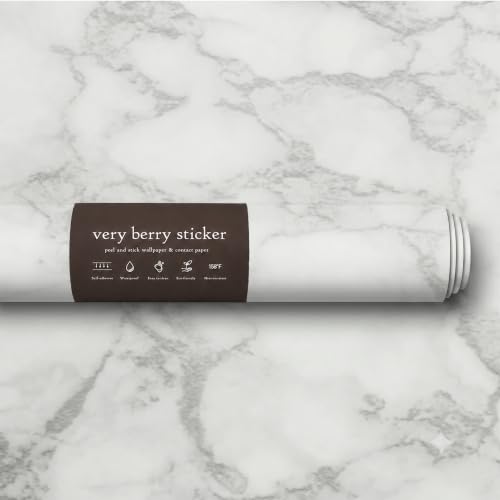 Very Berry Sticker Marble Contact Paper (Stone White Matte, 24" x 78", 2 Pack) Thick Premium Peel and Stick Countertop Wrap, Waterproof Vinyl, Renter Friendly for Kitchen Counters, Bathroom Vanities - color: White Matte, size: 24" x 78" (2-pack)