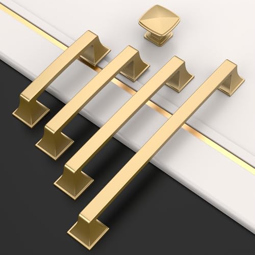 Amerdeco 10 Pack Champagne Bronze Cabinet Pulls 3.75 Inch Hole Center Cabinet Hardware Kitchen Cabinet Handles for Bathroom Drawer Pulls Dresser Pulls AM0002 - color: Champagne Bronze, size: 3.75" hole center