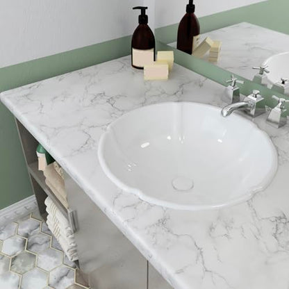 Decotalk 17.7"x200" Countertop Contact Paper, Marble Contact Paper Peel and Stick, White Marble Contact Paper for Counter Top Table Decor, Marble Wallpaper Removable, White Contact Paper for Cabinets - size: 17.7" x 200"