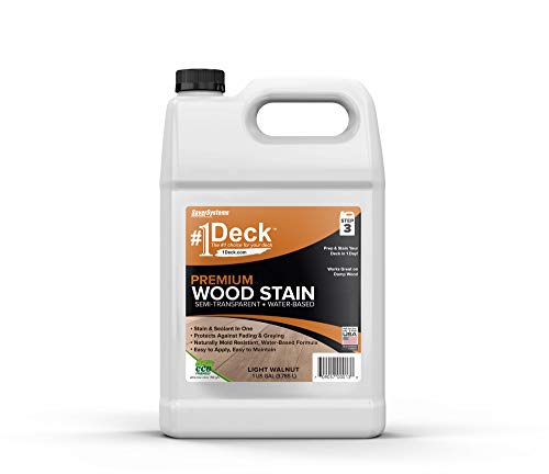 SaverSystems #1 Deck Premium Wood Stain - Semi-Transparent, Water Based, Sealer in One - 1 Gallon - color: Light Walnut, size: 1 Gallon