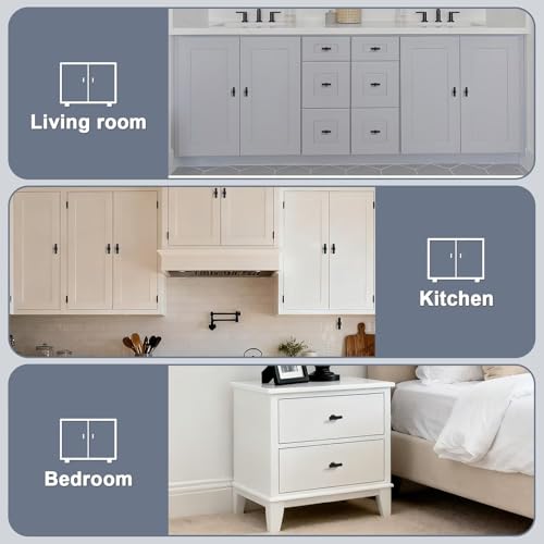 Matte Black Cabinet Knobs Single Hole T Bar Drawer Pulls 10 Pack - color: Black, size: Single Hole-2inch Length