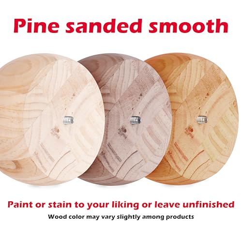 WADDELL Couch Feet (4 Count, Pine Bun Foot) | 2¼" Quick Mount Wood Sofa Legs for DIY Home Projects with 5/16" #18 Hanger Bolt | Unfinished Furniture Feet for Accent Armchair, Ottoman Bench, Foot Stool - color: Pine Bun Foot