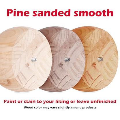 WADDELL Couch Feet (4 Count, Pine Bun Foot) | 2¼" Quick Mount Wood Sofa Legs for DIY Home Projects with 5/16" #18 Hanger Bolt | Unfinished Furniture Feet for Accent Armchair, Ottoman Bench, Foot Stool - color: Pine Bun Foot