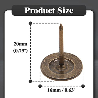 Piutouyar 20 mm / 0.8 Inch Flat Head Thumb Tacks, Bronze, 100Pcs - color: Bronze, size: 16*20mm/0.6*0.8"