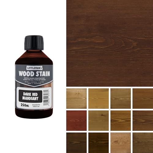 Littlefair's Wood Stain Water Based - 8.5oz/250ml - Indoor Furniture Stain Light & Dark Finishes - Special Non Toxic & Eco Friendly Formula - Wood Stain for Crafts - Color: Dark Red Mahogany - color: Dark Red/Mahogany, size: 8.5oz/250ml