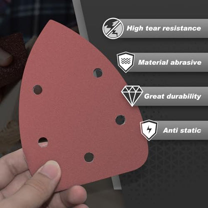 50PCS Mouse Detail Sander Sandpaper, 120 Grits Triangle Sanding Pads, 5 Holes Sanding Sheets Sandpaper Assortment, Sander Pads Sander Paper Mouse Sand Paper for Sanding Polishing - size: 120 Grit