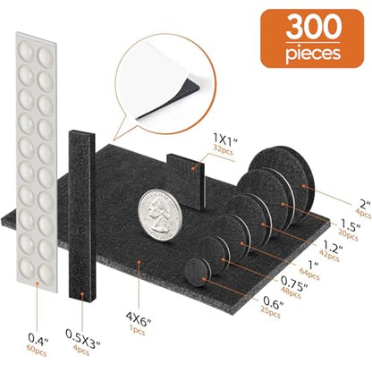 Furniture Pads 300 Pack Furniture Felt Pads for Hardwood Tile Floors, Black - size: Black
