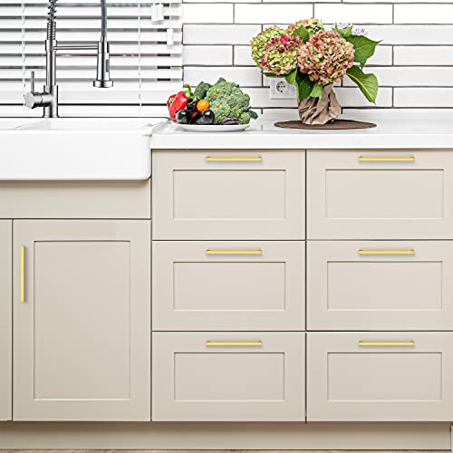 Ravinte Brushed Brass Solid Pulls Cabinet Handles 7-1/2 Inch 30 Pack - size: 7-1/2 Inch Hole Center