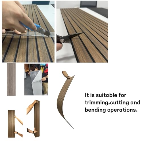 Modern Self-Adhesive Wood Slat Wall Panels, Peel and Stick Wooden Design, Decorative Wall Covering, 8-Pack 47.24x11.81in. Natural Wood Surface(Dark Walnut) - color: Dark Walnut