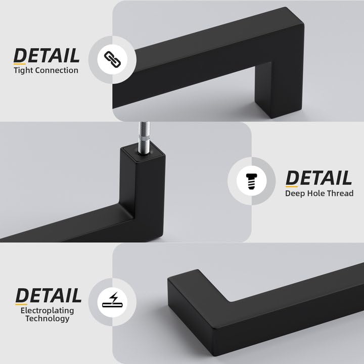 Goldenwarm 22 Pack 6-1/4 Inch Black Cabinet Handles Kitchen Drawer Pulls - color: Matte Black, size: 6-1/4 Inch Hole Centers