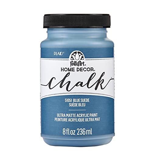 FolkArt Home Décor Chalk Paint, Blue Suede 8 fl oz Acrylic Craft Paint with an Ultra Matte Finish, 51051 - color: Blue Suede