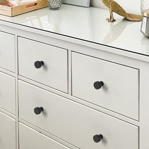 Matte Black Knurled Cabinet Knobs Round Drawer Pulls 10 Pack - color: Matte Black, size: Flat Round Knobs