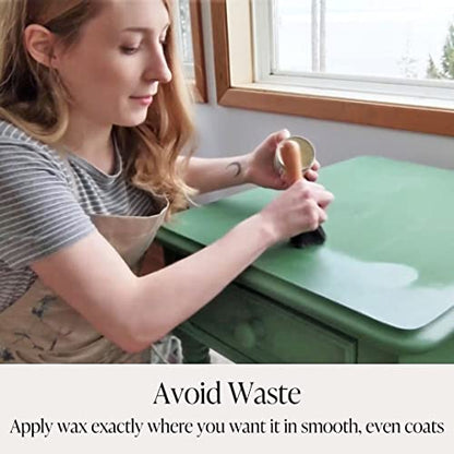 Furniture Wax [Clear] + Wax Brush Applicator Bundle - 100% Natural Sealant for Chalk Furniture Paint or Raw Wood, Light Protection, Easy to Apply, No Odor, Eco-Friendly