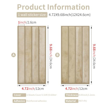 20 Sheets Subway Tile Stickers Peel and Stick Backsplash Decal Panel - color: Etp06