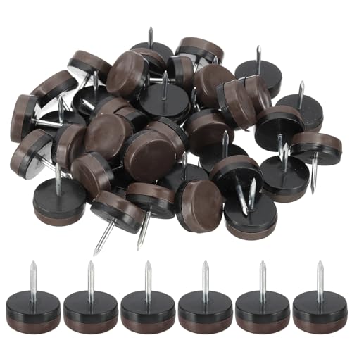 PATIKIL 0.94" Dia Chair Slides, 40 Pcs Nail on Furniture Glides Chair Leg Floor Protectors for Wooden Furniture, Table Feet, Carpet and Hardwood, Brown - color: Brown, size: 0.94"