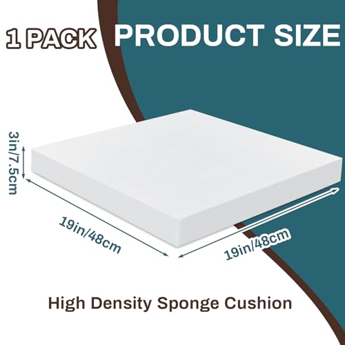 Frienda 1 Pack 3" x 19" x 19" Upholstery High Density Craft Foam, White - size: 3" x 19" x 19"