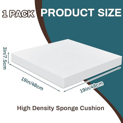 Frienda 1 Pack 3" x 19" x 19" Upholstery High Density Craft Foam, White - size: 3" x 19" x 19"