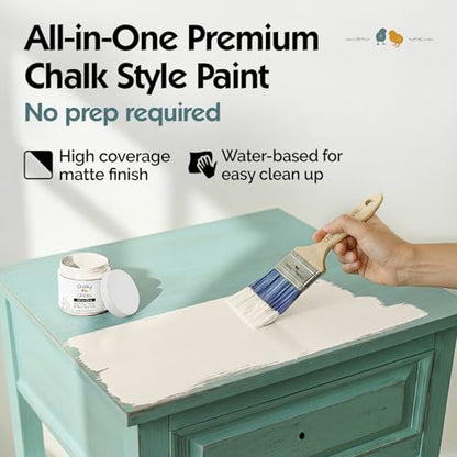 Chalky Chicks Aged Burlap 4 Fl Oz Chalk Paint for Furniture All in One - color: Aged Burlap (White), size: 4 Fl Oz (Pack of 1)