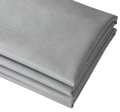 Marine Vinyl Fabric Faux Leather: Soft Vinyl Upholstery Leather 54" x 36" - color: Grey