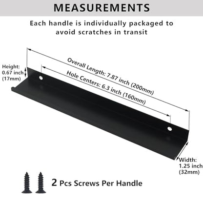 10 Pack Black Finger Pulls for Cabinets, Modern Edge Pulls Handles - color: Black-10Pack, size: 7.87in(200mm) Overall Length