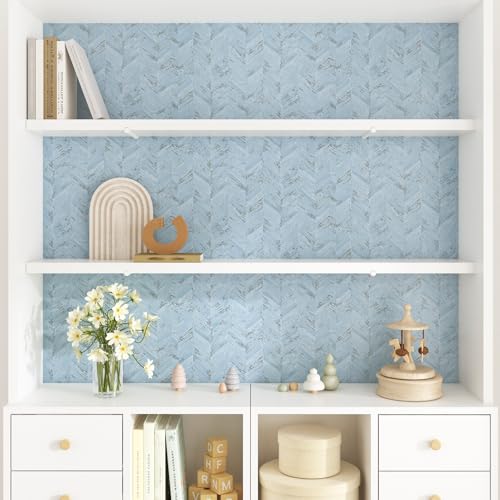 Wallercity Light Blue Twill Grasscloth Peel and Stick Wallpaper Removable Fabric Grass Cloth Wallpaper Self Adhesive Twill Cloth Contact Paper for Cabinets Shelf Waterproof Vinyl Paper 15.8''x78.7'' - color: Light Blue Twill, size: 15.8" x 78.7"