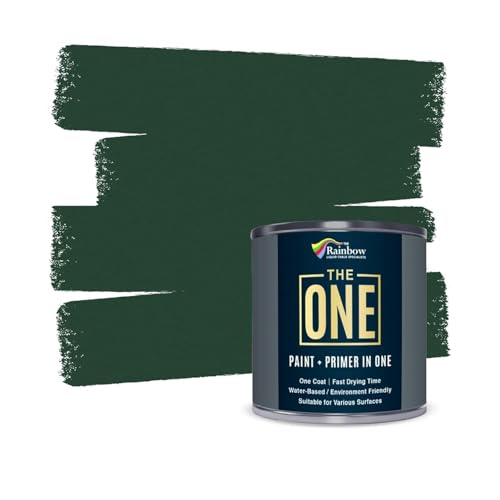 THE ONE All-In-One Paint & Primer - Green Satin, 8.5 Fl Oz/250ml | 1 Coat Formula | Easy Indoor & Outdoor Decorating for Home & Garden Walls, Floors & Furniture | Water-Based & Low VOC - color: Green, size: 8.5 Fl Oz (Pack of 1)