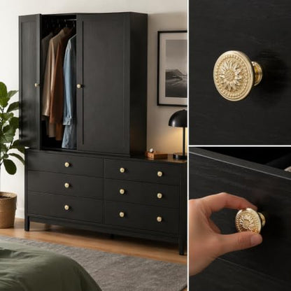 12 Pack Gold Dresser Drawer Knobs