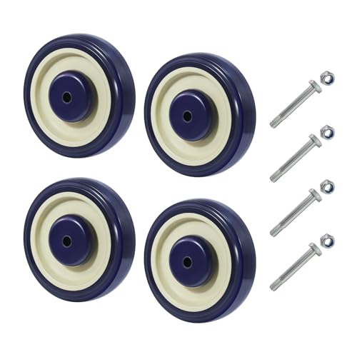 5" Shopping Cart Wheels, 3/8" Axle Replacement Casters Polyurethane Wheels for Cart 1400lbs Total Capacity(4 Pack) - style: Navy(3/8'' Bore)