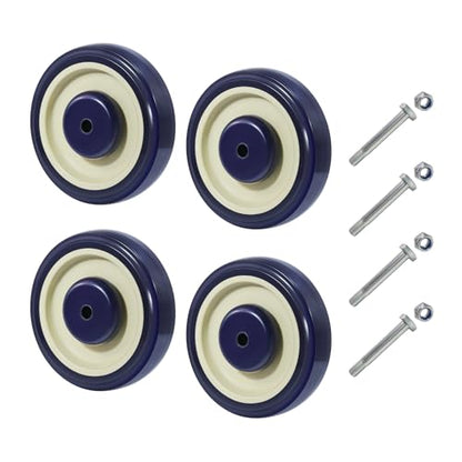 5" Shopping Cart Wheels, 3/8" Axle Replacement Casters Polyurethane Wheels for Cart 1400lbs Total Capacity(4 Pack) - style: Navy(3/8'' Bore)