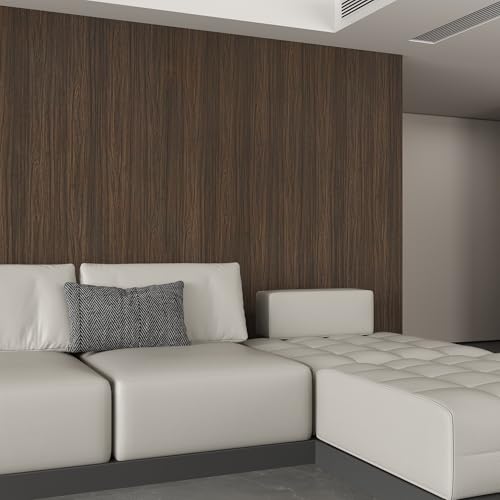 Walnut Wood Grain Contact Paper Peel and Stick Self Adhesive Wallpaper Dark Brown Wood Contact Paper for Furniture Countertops Bubble Free Design Thick Removable Waterproof Top Vinyl Wrap 48''x197'' - color: Walnut Brown, size: 48" x 197"