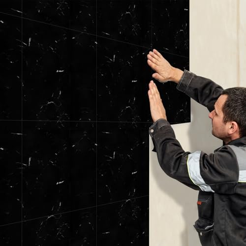 20 Sheets Peel and Stick Backsplash, 11.8"x11.8" Stick on Backsplash Tile Stickers Self Adhesive Backsplash Tile for Kitchen Bathroom Laundry Room - color: Black Marble, size: 20 PACK