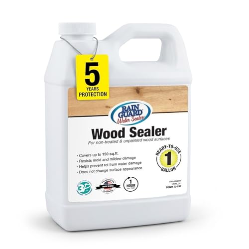 Rainguard Water Sealers Wood Sealer, Penetrating Protection Against Water Damage, Rotting, and Stains, for All Wood Surfaces, Silane/Siloxane Waterproofer, Natural Finish, Ready to Use, 1 Gallon - size: 1 Gallon