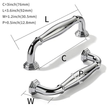 khtumeware 2 Pack 3-1/2 Inch(89mm) Polished Chrome Cabinet Pulls Heavy Duty Solid Cabinet Handles Heavy Duty Solid Cabinet Hardware for Cupboard Drawer Pulls Dresser Handle - color: Polished Chrome, size: 3-1/2 inch Hole Center