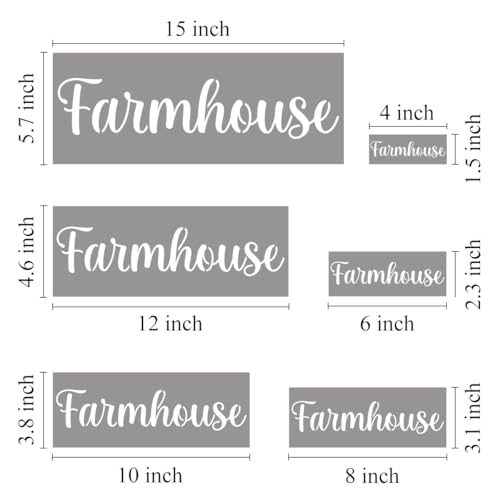 Large Farmhouse Stencils for Painting - 6 Pack Farmhouse Stencil Templates for Painting on Wood, Reusable Letter Stencils for Chalkboard Wood Crafts Signs & Home Front Door Mat Decorations - style: Farmhouse