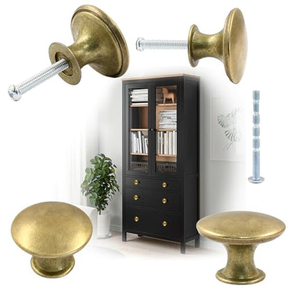 16Pcs 30mm Antique Brass Kitchen Cabinet Knobs - color: Antique Brass, size: 16 Pcs