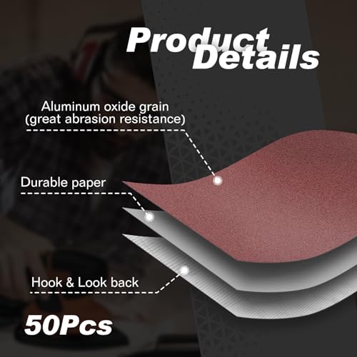 50PCS Mouse Detail Sander Sandpaper, 180 Grits Triangle Sanding Pads, 5 Holes Sanding Sheets Sandpaper Assortment, Sander Pads Sander Paper Mouse Sand Paper for Sanding Polishing - size: 180 Grit