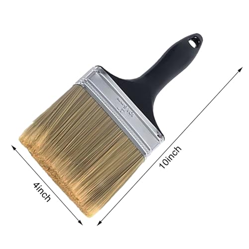 5 Pieces 4 Inch Paint Brushes,Flat Painting Brush Tool with Treated Plastic Handle for Home Furniture DIY Paint,Wood Cabinet,Fences,Deck and Wall Trim - size: 4 inch