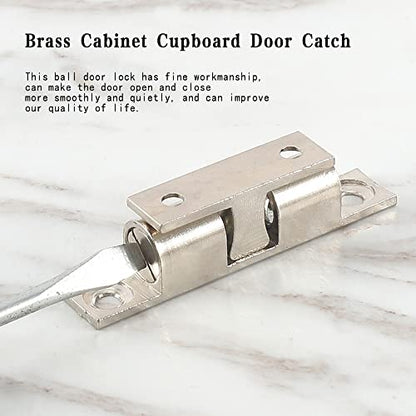 2 Pcs Adjustable Copper Double Ball Roller Tension Catches with Screws Brass Cabinet Cupboard Door Catch Ball Catch Furniture Latch for Cabinet Cupboards Wardrobes