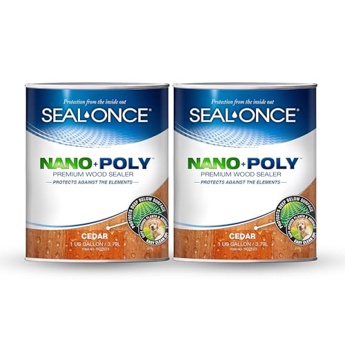 Seal-Once Nano+Poly Penetrating Wood Sealer with Polyurethane - Premium Waterproof Sealant -2 Gallon & Cedar - color: Cedar, size: 2 Gallon