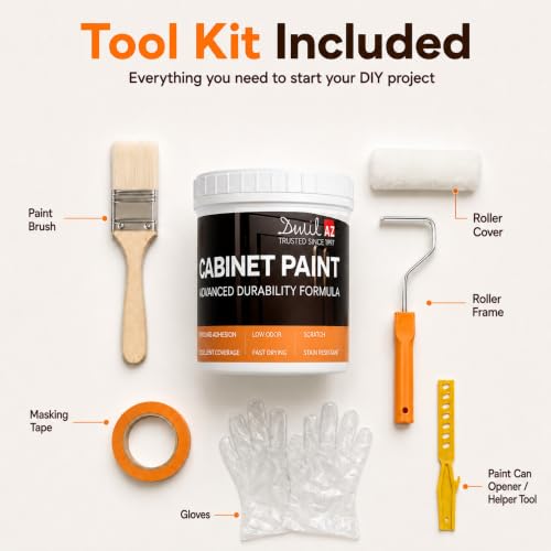 DWIL Cabinet Paint, Water Based Kitchen Cabinet Paint, Black Furniture Paint, Wood Paint, Low Odor, Fast Drying, Semi-Gloss, 16oz Black - color: Black, size: 16 Fl Oz (Pack of 1)